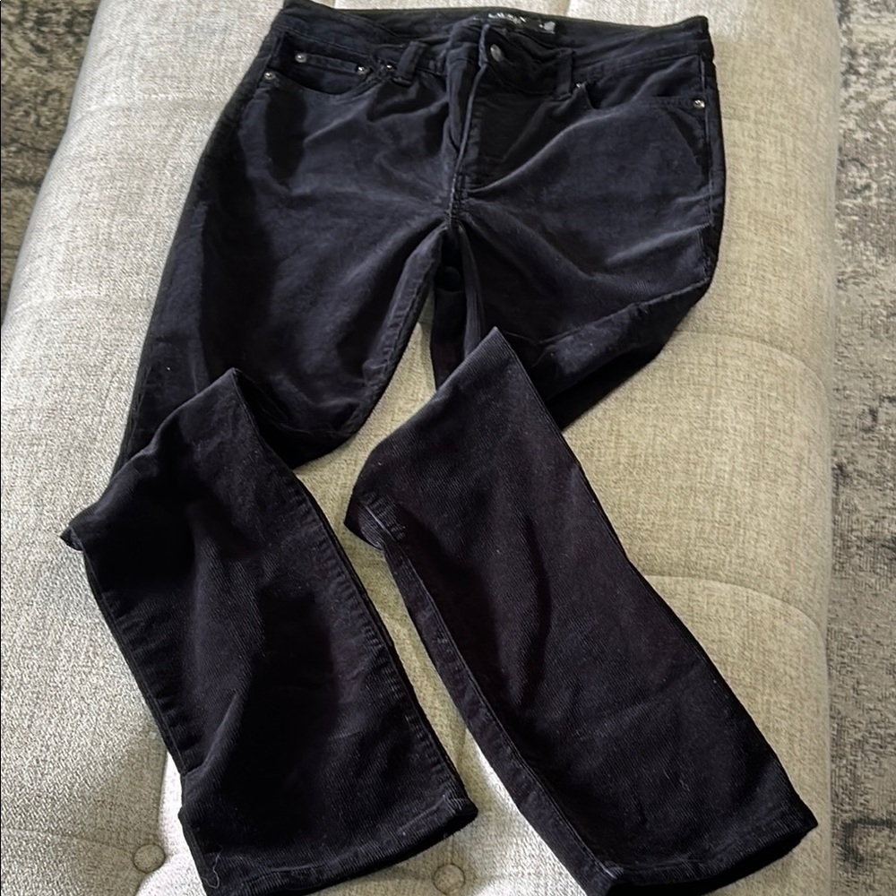 RALPH LAUREN, WOMENS BLACK, CORDUROY, WIDE LEG, PANT SIZE 8
